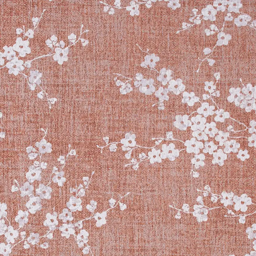 8' Red and White Round Oriental Non Skid Area Rug Photo 8