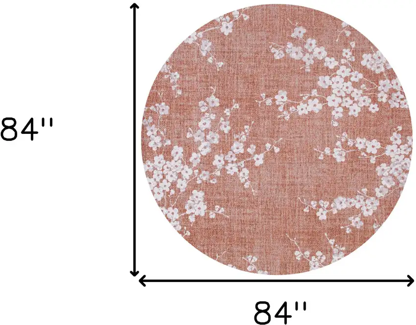 8' Red and White Round Oriental Non Skid Area Rug Photo 3