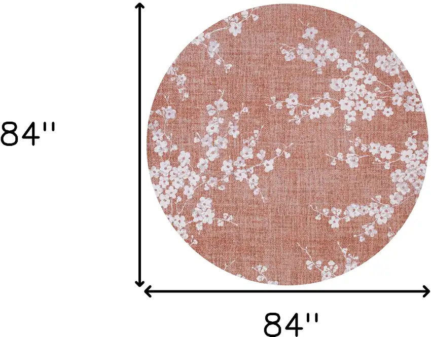 8' Red and White Round Oriental Non Skid Area Rug Photo 3