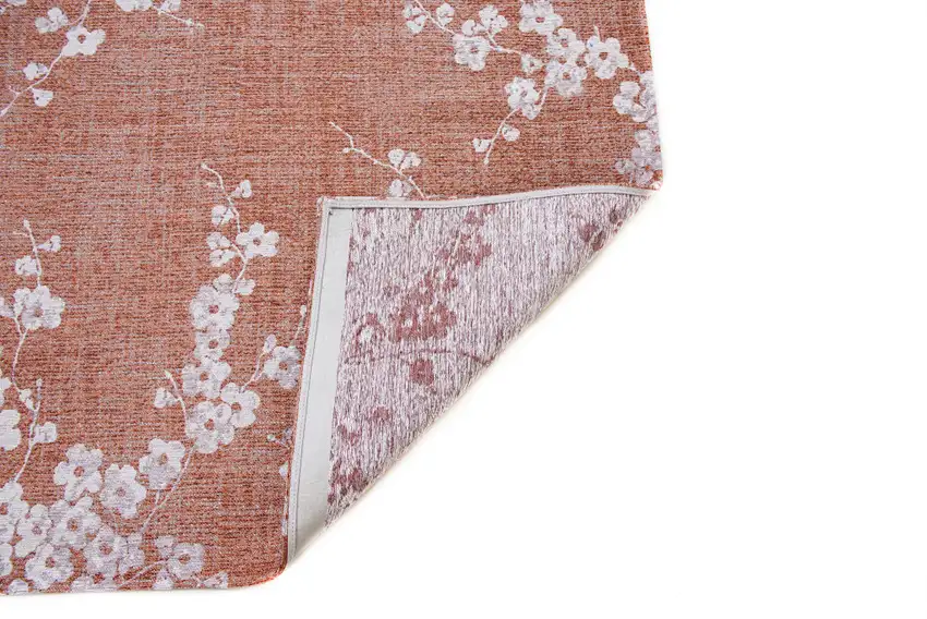 8' Red and White Round Oriental Non Skid Area Rug Photo 5