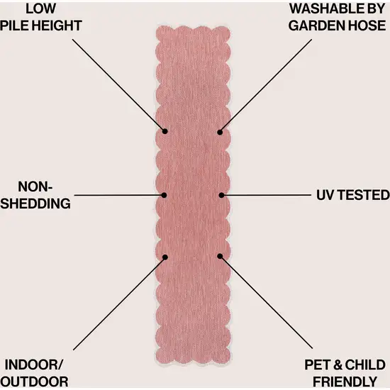 8' Rose And Cream Indoor Outdoor Runner Rug Photo 6