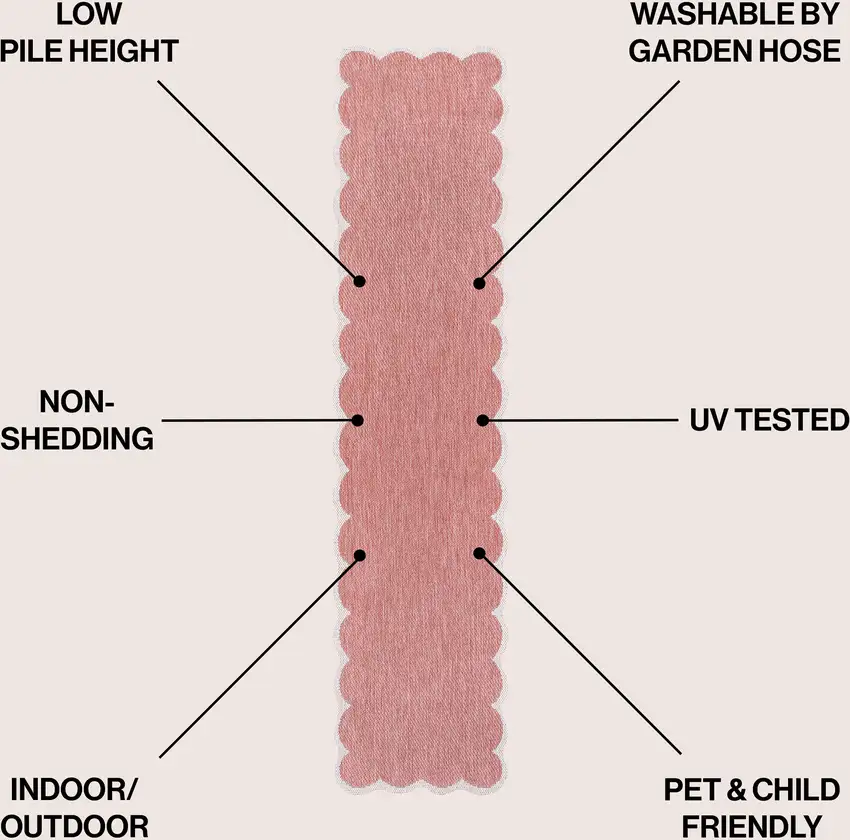 8' Rose And Cream Indoor Outdoor Runner Rug Photo 6