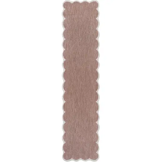 8' Rose And Cream Indoor Outdoor Runner Rug Photo 2