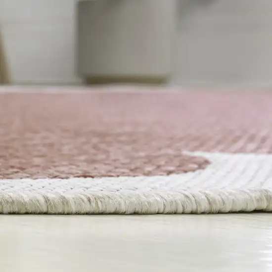 8' Rose And Cream Indoor Outdoor Runner Rug Photo 8