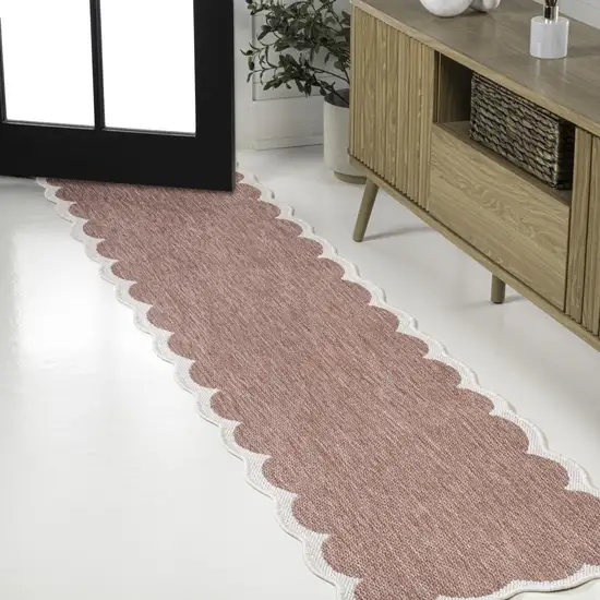 8' Rose And Cream Indoor Outdoor Runner Rug Photo 3