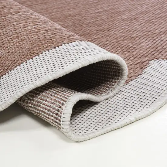 8' Rose And Cream Indoor Outdoor Runner Rug Photo 9