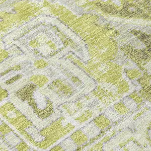 Photo of 8' Round Artichoke Green Round Oriental Washable Non Skid Indoor Outdoor Area Rug