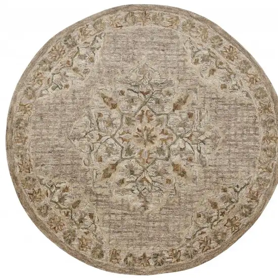Beige Distressed Medallion Area Rug Photo 5