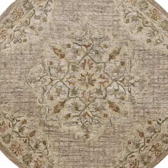 Beige Distressed Medallion Area Rug Photo 4