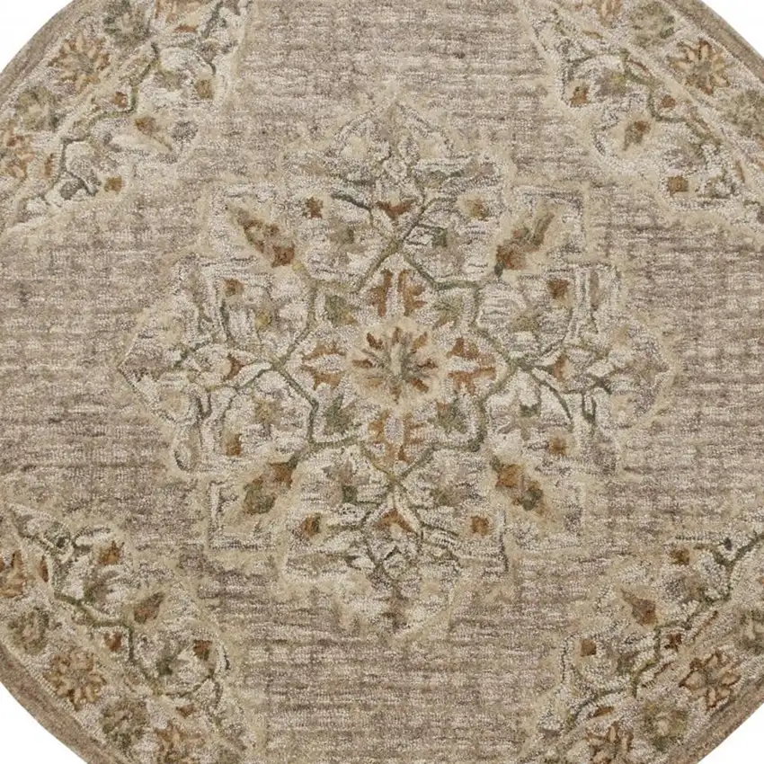 Beige Distressed Medallion Area Rug Photo 4