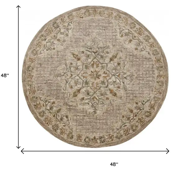Beige Distressed Medallion Area Rug Photo 3