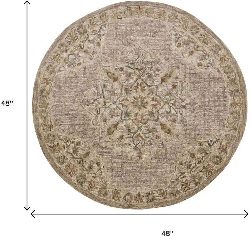 Beige Distressed Medallion Area Rug Photo 3