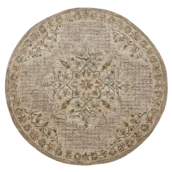 Beige Distressed Medallion Area Rug Photo 2