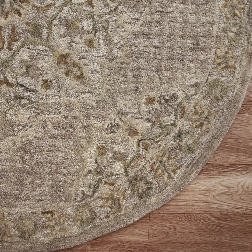 Beige Distressed Medallion Area Rug Photo 7