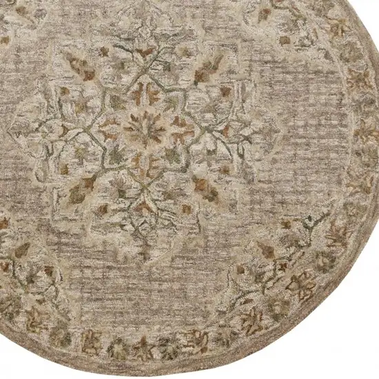 Beige Distressed Medallion Area Rug Photo 4