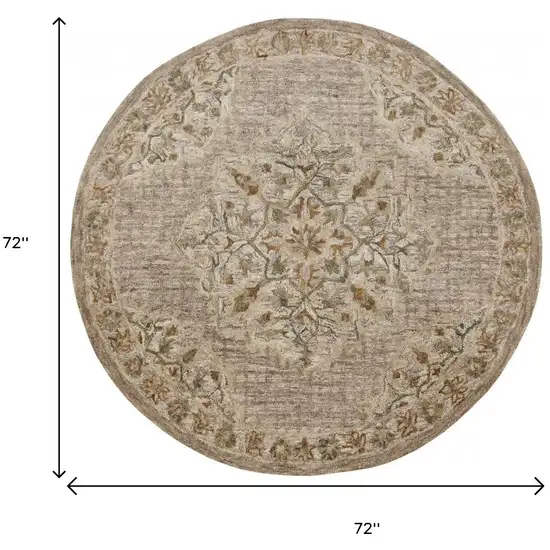 Beige Distressed Medallion Area Rug Photo 3