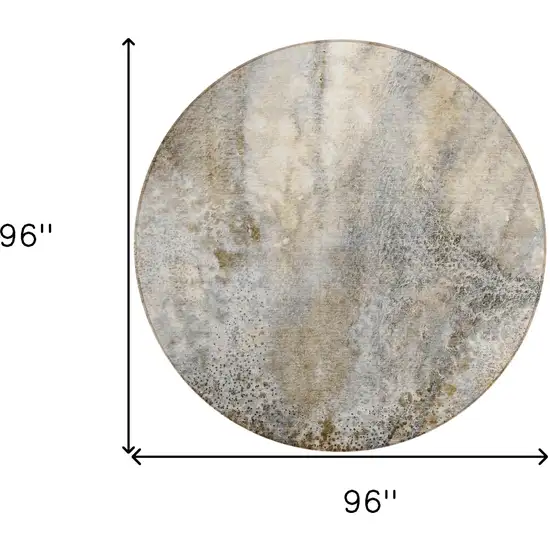 Beige Round Abstract Washable Non Skid Indoor Outdoor Area Rug Photo 3