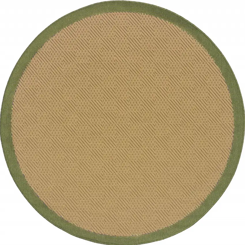 8' Round Beige Round Stain Resistant Indoor Outdoor Area Rug Photo 4