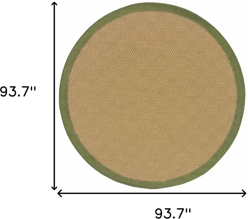 8' Round Beige Round Stain Resistant Indoor Outdoor Area Rug Photo 5
