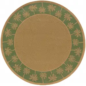 Photo of 8' Round Beige Round Stain Resistant Indoor Outdoor Area Rug