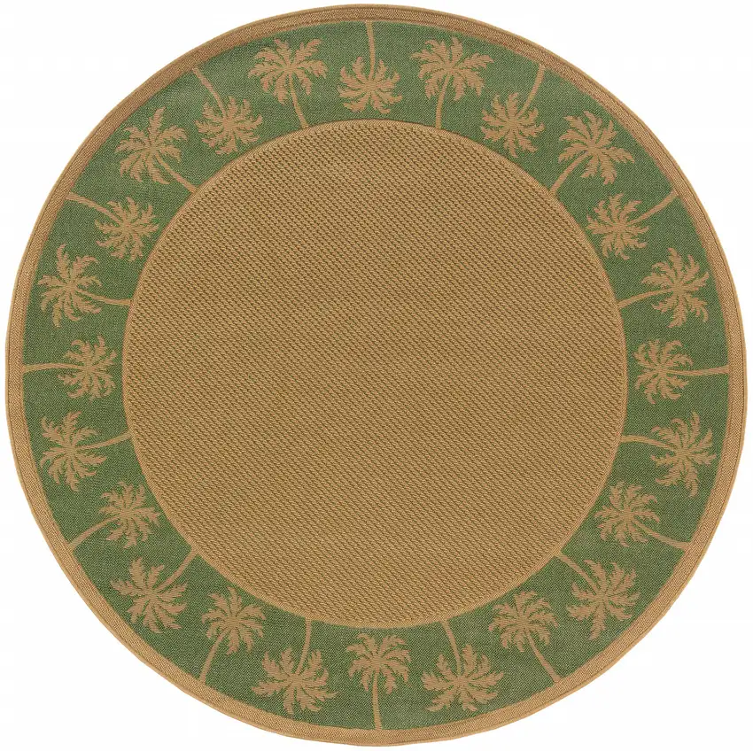 8' Round Beige Round Stain Resistant Indoor Outdoor Area Rug Photo 1