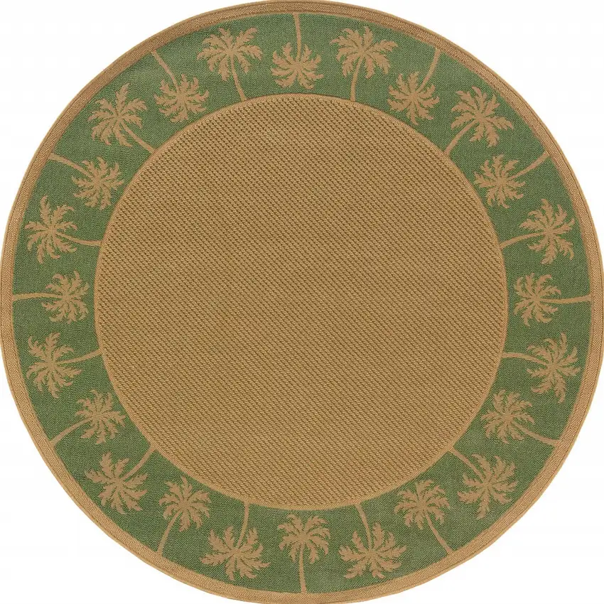 8' Round Beige Round Stain Resistant Indoor Outdoor Area Rug Photo 4