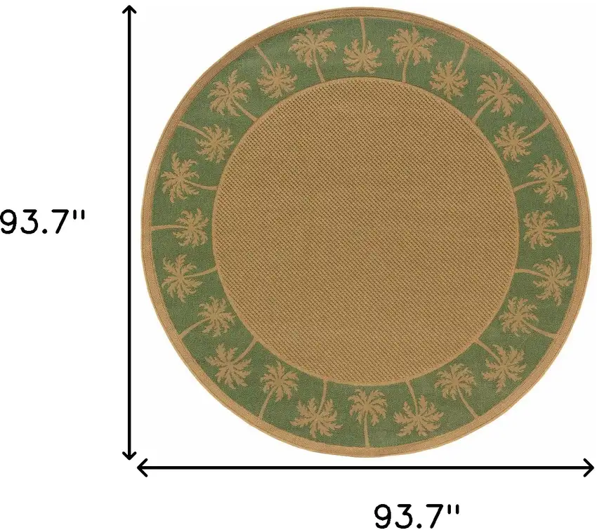 8' Round Beige Round Stain Resistant Indoor Outdoor Area Rug Photo 5