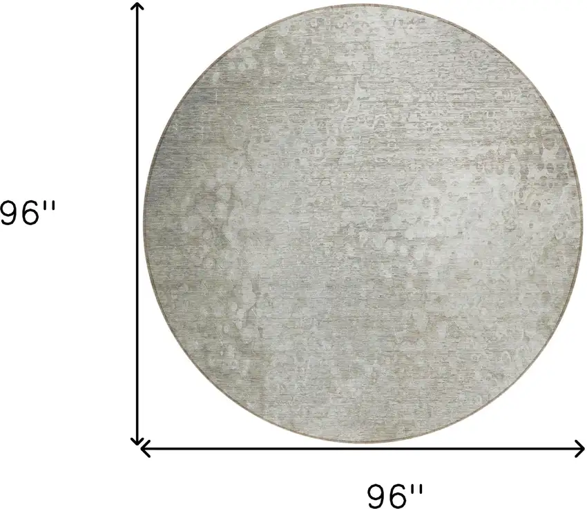 8' Round Beige Round Washable Non Skid Indoor Outdoor Area Rug Photo 3