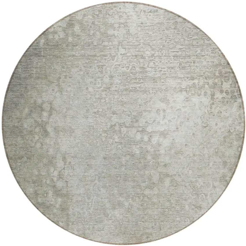 8' Round Beige Round Washable Non Skid Indoor Outdoor Area Rug Photo 2