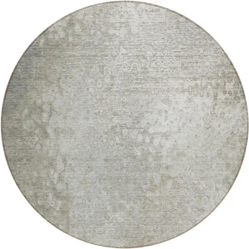 8' Round Beige Round Washable Non Skid Indoor Outdoor Area Rug Photo 2