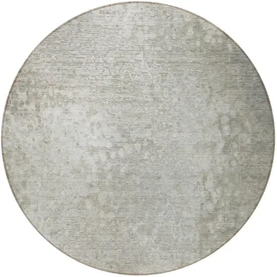 8' Round Beige Round Washable Non Skid Indoor Outdoor Area Rug Photo 4