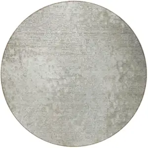 Photo of 8' Round Beige Round Washable Non Skid Indoor Outdoor Area Rug