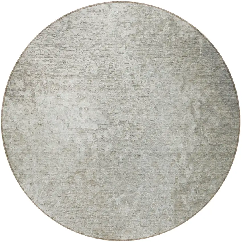 Beige Round Washable Non Skid Indoor Outdoor Area Rug Photo 5