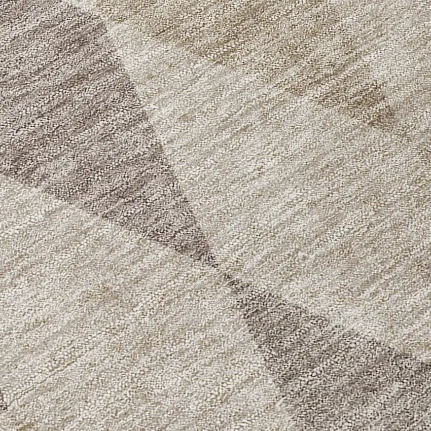 Beige Taupe and Brown Round Geometric Washable Non Skid Indoor Outdoor Area Rug Photo 8