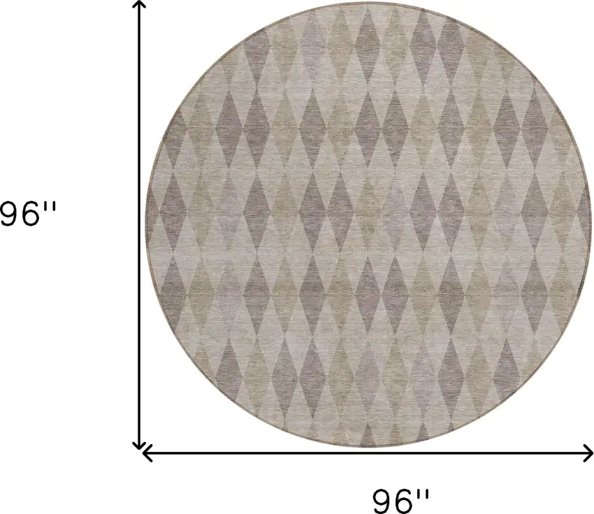 Beige Taupe and Brown Round Geometric Washable Non Skid Indoor Outdoor Area Rug Photo 3
