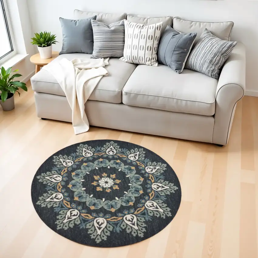Black Floral Paradise Area Rug Photo 2