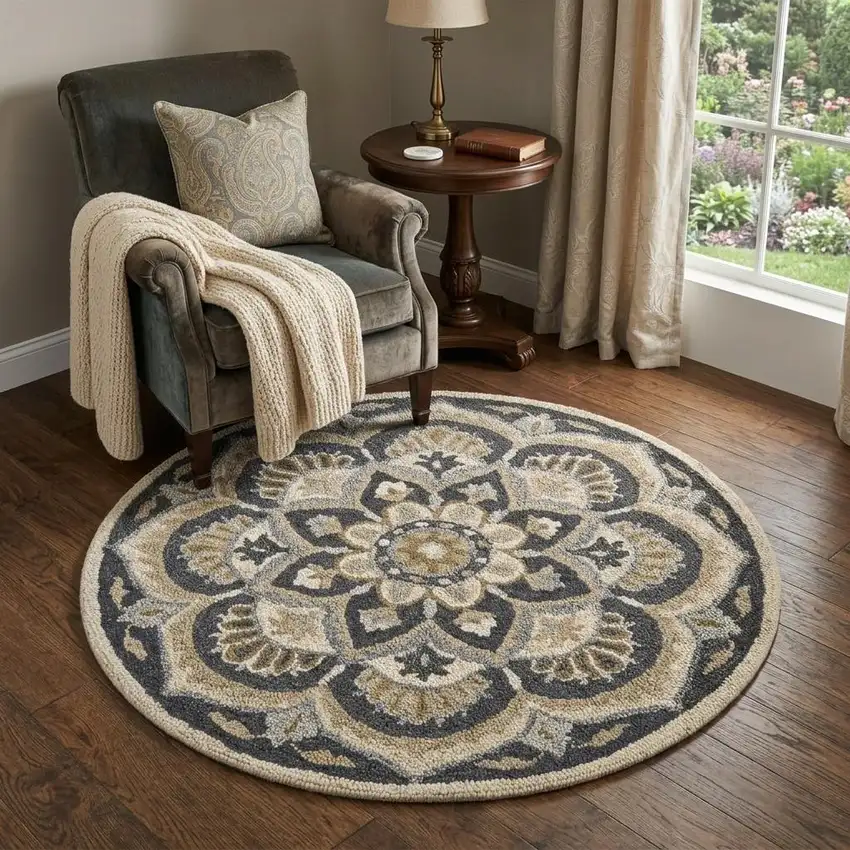 Black Flower Blossom Area Rug Photo 1
