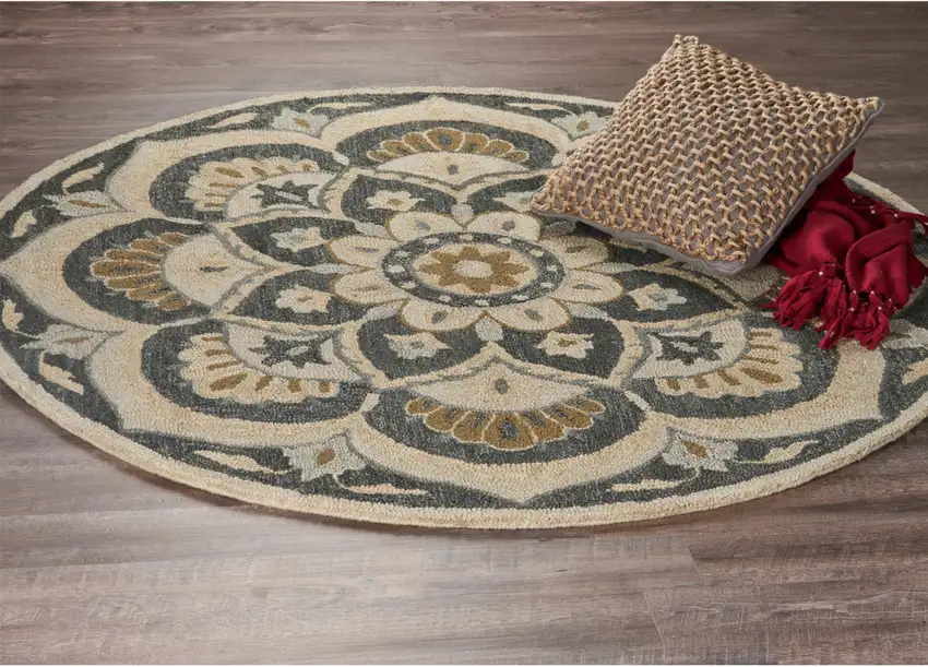 Black Flower Blossom Area Rug Photo 4