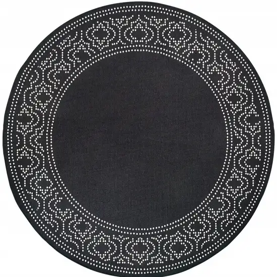 8' Round Black Round Stain Resistant Indoor Outdoor Area Rug Photo 4