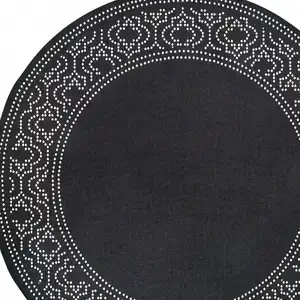 Photo of 8' Round Black Round Stain Resistant Indoor Outdoor Area Rug