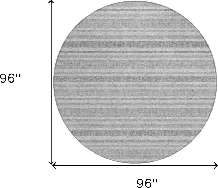 Black Silver and Gray Round Striped Washable Indoor Outdoor Area Rug Photo 3