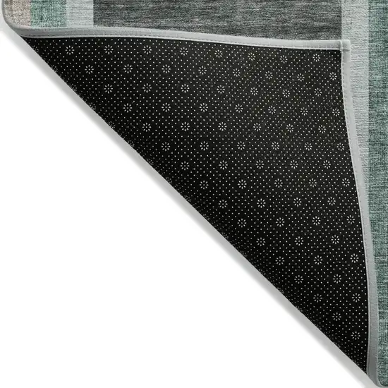Black and Green Round Abstract Washable Indoor Outdoor Area Rug Photo 4