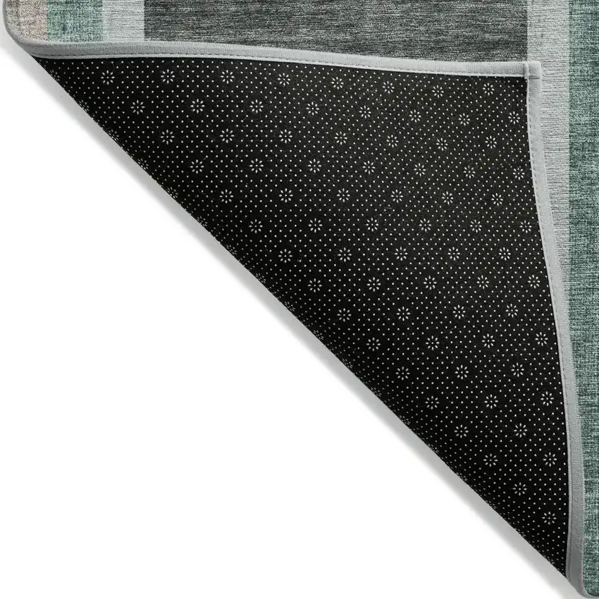 Black and Green Round Abstract Washable Indoor Outdoor Area Rug Photo 4