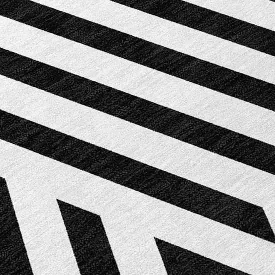 8' Black And White Round Geometric Washable Indoor Outdoor Area Rug Photo 8