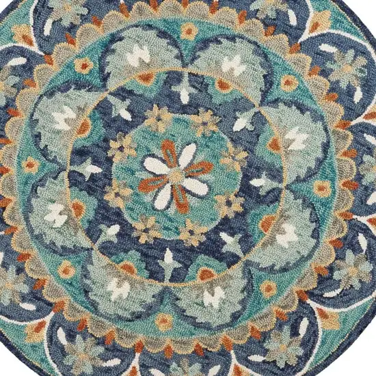 Blue Floral Mandala Area Rug Photo 4