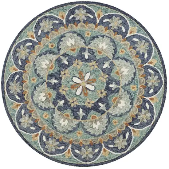 Blue Floral Mandala Area Rug Photo 2