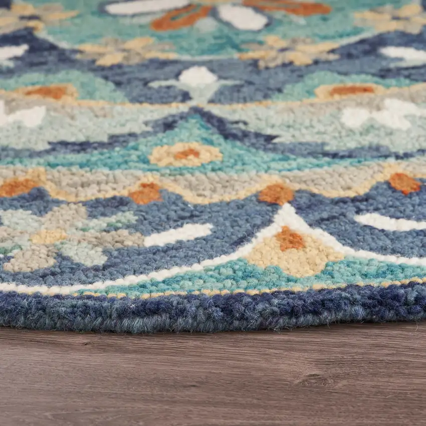 Blue Floral Mandala Area Rug Photo 9
