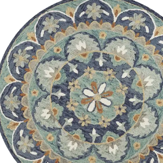 Blue Floral Mandala Area Rug Photo 3