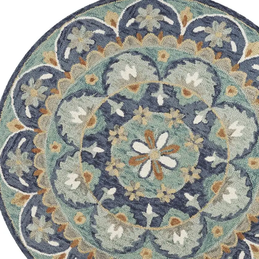 Blue Floral Mandala Area Rug Photo 3