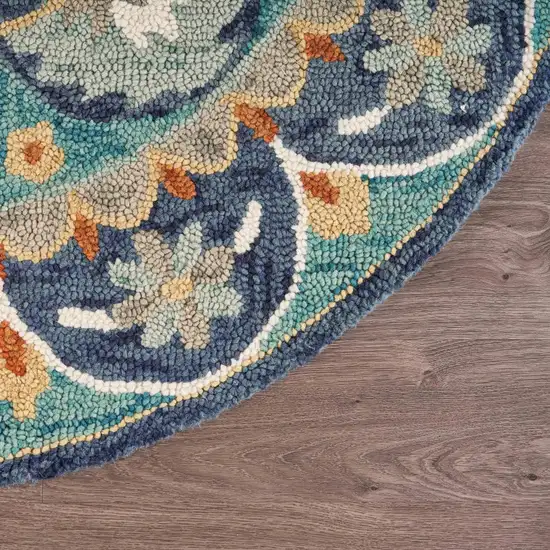 Blue Floral Mandala Area Rug Photo 5